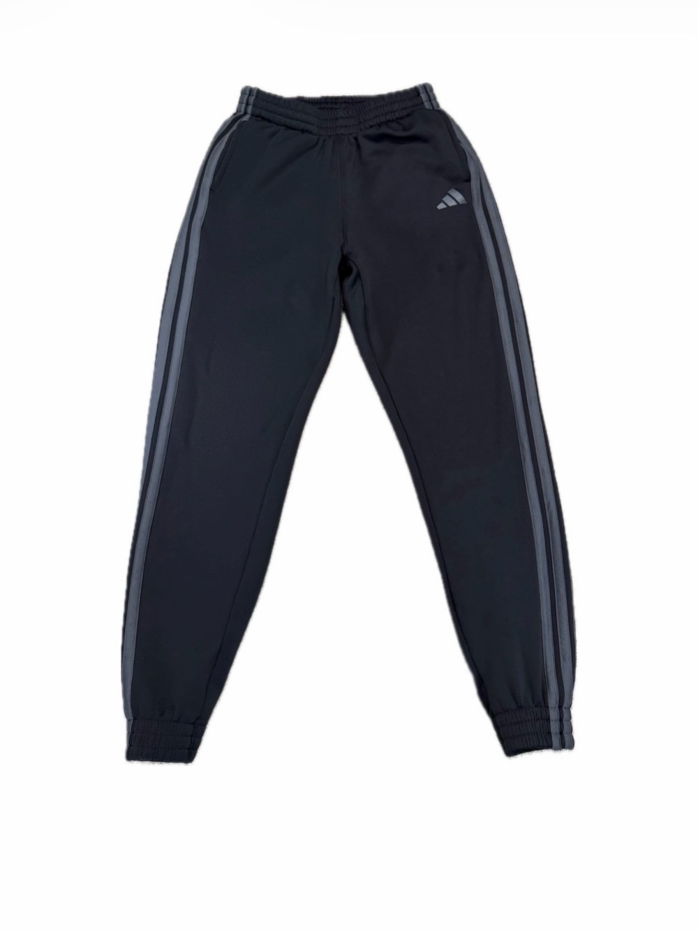 Adidas Joggers Youth Boys XL (18-20) Black Fleece Lined Grey Stripe Regular-Fit
